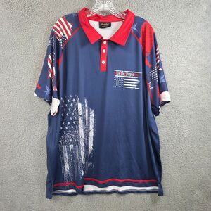 Mainfini Men’s 2XL USA Patriotic Stars & Stripes Short Sleeve Polo Shirt